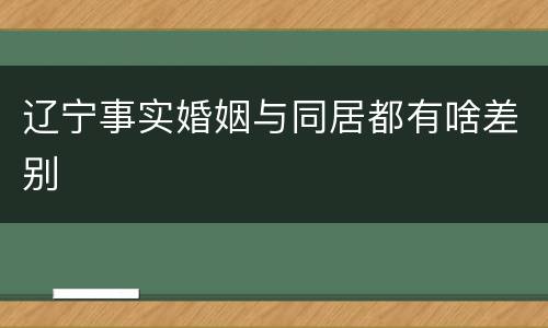 辽宁事实婚姻与同居都有啥差别