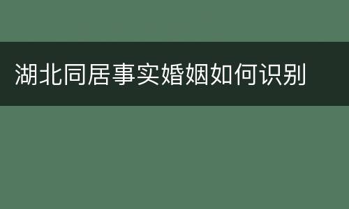 湖北同居事实婚姻如何识别