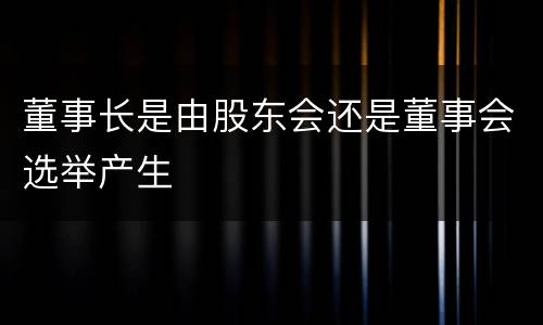 董事长是由股东会还是董事会选举产生