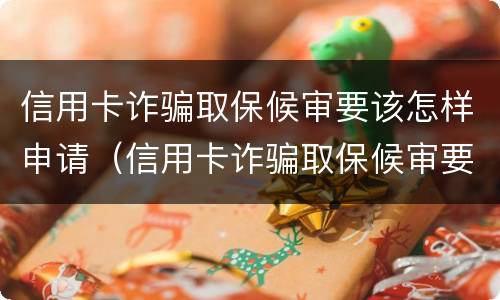 信用卡诈骗取保候审要该怎样申请（信用卡诈骗取保候审要该怎样申请呢）