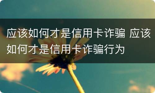 应该如何才是信用卡诈骗 应该如何才是信用卡诈骗行为