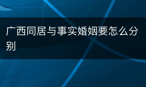 广西同居与事实婚姻要怎么分别