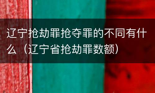 辽宁抢劫罪抢夺罪的不同有什么（辽宁省抢劫罪数额）