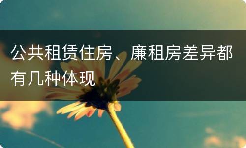 公共租赁住房、廉租房差异都有几种体现