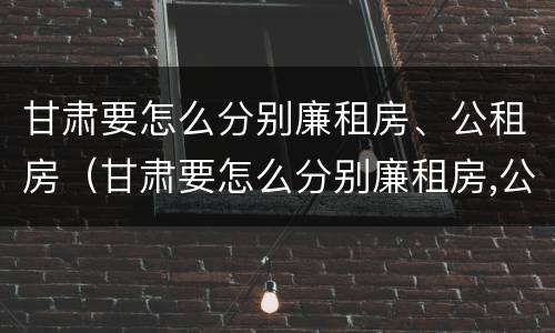 甘肃要怎么分别廉租房、公租房（甘肃要怎么分别廉租房,公租房和住宅）