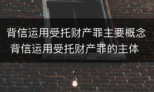 背信运用受托财产罪主要概念 背信运用受托财产罪的主体