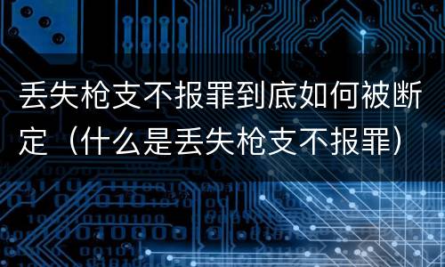 丢失枪支不报罪到底如何被断定（什么是丢失枪支不报罪）