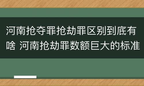 河南抢夺罪抢劫罪区别到底有啥 河南抢劫罪数额巨大的标准