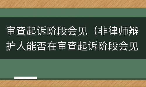 审查起诉阶段会见（非律师辩护人能否在审查起诉阶段会见）