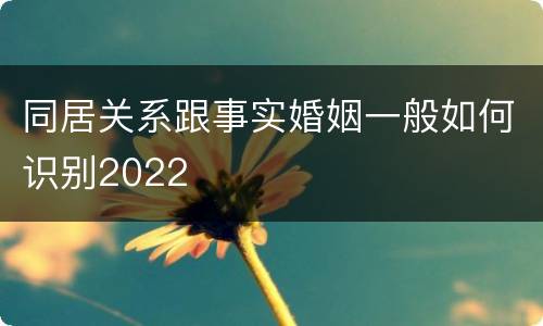 同居关系跟事实婚姻一般如何识别2022