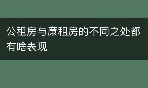 公租房与廉租房的不同之处都有啥表现