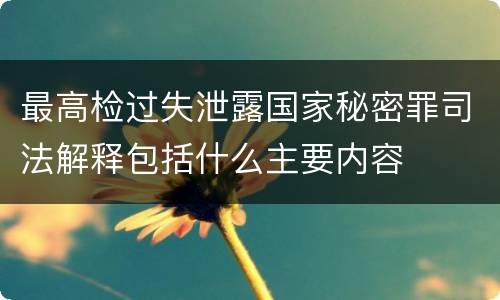 最高检过失泄露国家秘密罪司法解释包括什么主要内容