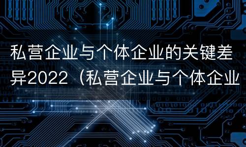 私营企业与个体企业的关键差异2022（私营企业与个体企业的区别）