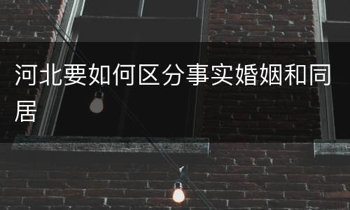 河北要如何区分事实婚姻和同居