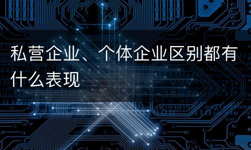 私营企业、个体企业区别都有什么表现