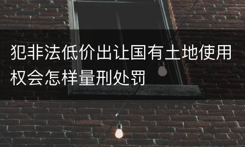 犯非法低价出让国有土地使用权会怎样量刑处罚