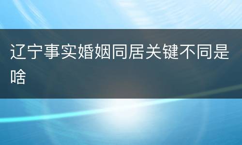 辽宁事实婚姻同居关键不同是啥