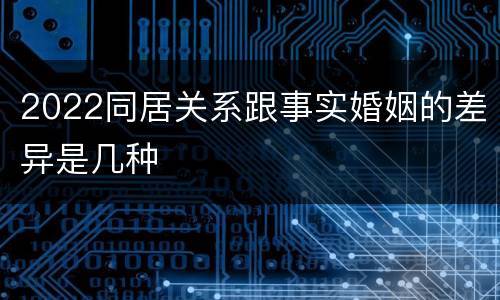 2022同居关系跟事实婚姻的差异是几种