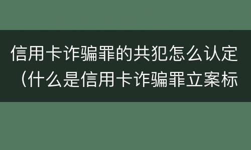 信用卡诈骗罪的共犯怎么认定（什么是信用卡诈骗罪立案标准）