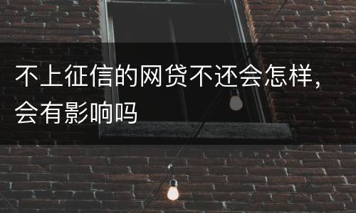 不上征信的网贷不还会怎样，会有影响吗