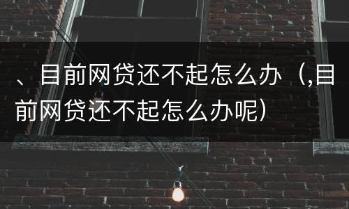 、目前网贷还不起怎么办（,目前网贷还不起怎么办呢）