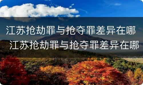 江苏抢劫罪与抢夺罪差异在哪 江苏抢劫罪与抢夺罪差异在哪里