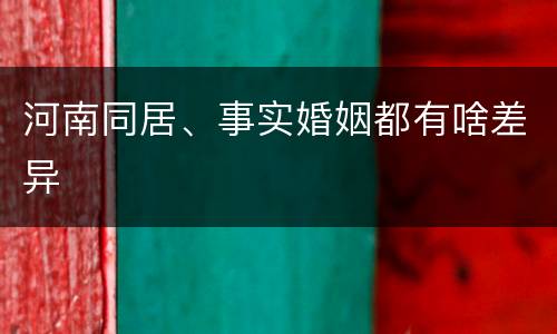 河南同居、事实婚姻都有啥差异