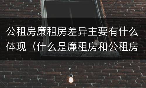 公租房廉租房差异主要有什么体现（什么是廉租房和公租房两个有什么特点）