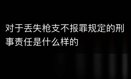 对于丢失枪支不报罪规定的刑事责任是什么样的