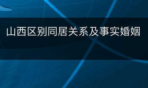 山西区别同居关系及事实婚姻