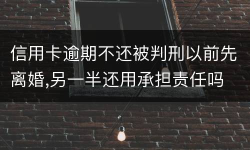 信用卡逾期不还被判刑以前先离婚,另一半还用承担责任吗