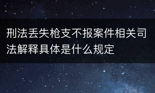 刑法丢失枪支不报案件相关司法解释具体是什么规定