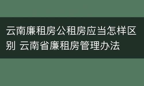 云南廉租房公租房应当怎样区别 云南省廉租房管理办法