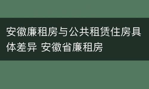 安徽廉租房与公共租赁住房具体差异 安徽省廉租房