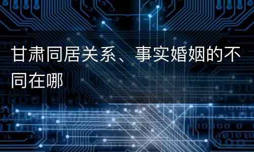 甘肃同居关系、事实婚姻的不同在哪