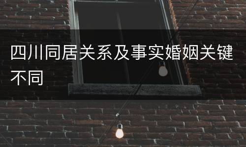 四川同居关系及事实婚姻关键不同