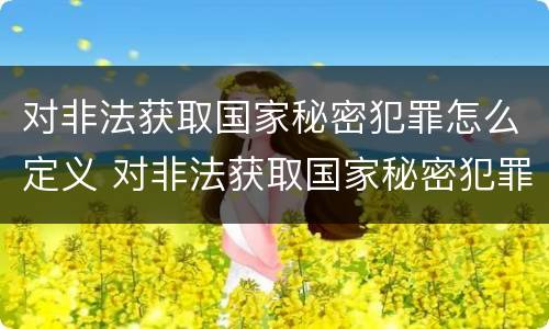 对非法获取国家秘密犯罪怎么定义 对非法获取国家秘密犯罪怎么定义罪名