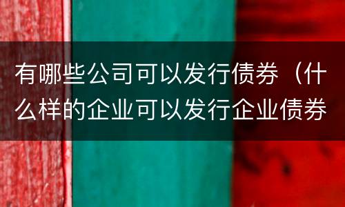 有哪些公司可以发行债券（什么样的企业可以发行企业债券）