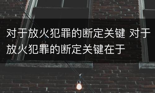 对于放火犯罪的断定关键 对于放火犯罪的断定关键在于