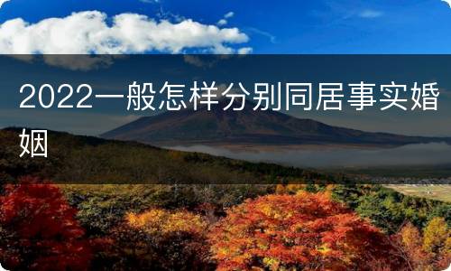 2022一般怎样分别同居事实婚姻