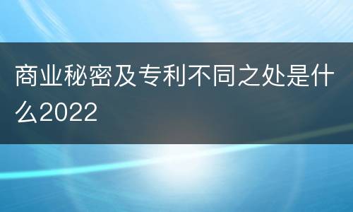 商业秘密及专利不同之处是什么2022