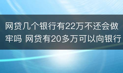 网贷几个银行有22万不还会做牢吗 网贷有20多万可以向银行贷款吗?