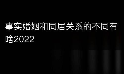 事实婚姻和同居关系的不同有啥2022