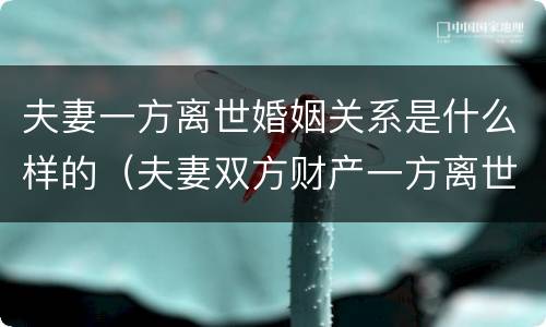 夫妻一方离世婚姻关系是什么样的（夫妻双方财产一方离世）