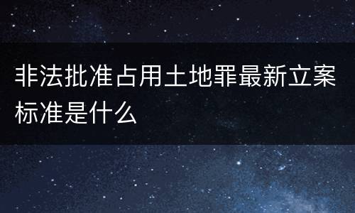 非法批准占用土地罪最新立案标准是什么