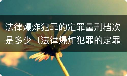 法律爆炸犯罪的定罪量刑档次是多少（法律爆炸犯罪的定罪量刑档次是多少）