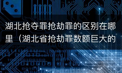 湖北抢夺罪抢劫罪的区别在哪里（湖北省抢劫罪数额巨大的标准）