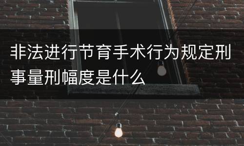 非法进行节育手术行为规定刑事量刑幅度是什么