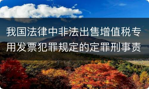 我国法律中非法出售增值税专用发票犯罪规定的定罪刑事责任是怎样的