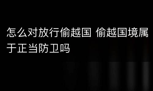 怎么对放行偷越国 偷越国境属于正当防卫吗